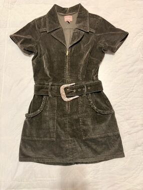 Show Me Your Mumu Outlaw Dress in Army Green Corduroy